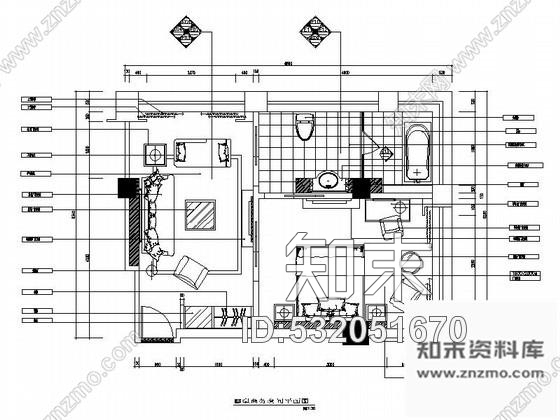 施工图某大酒店简洁套房室内装修图cad施工图下载【ID:532051670】