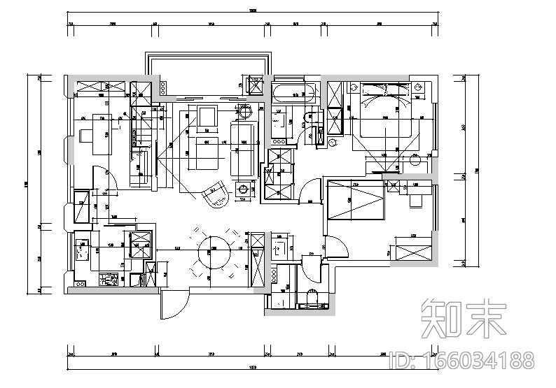 [浙江]原木简约住宅空间设计施工图（附效果图）cad施工图下载【ID:166034188】