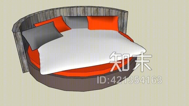 圆床/床SU模型下载【ID:421354163】