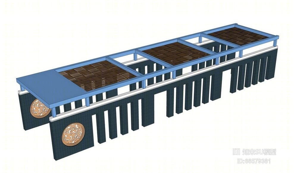 中式廊架SU模型下载【ID:66579381】