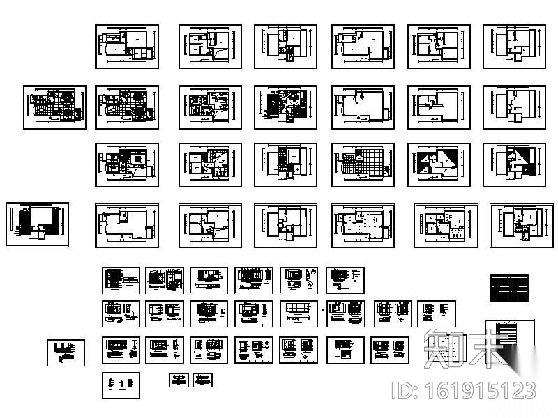 三层别墅空间设计图cad施工图下载【ID:161915123】