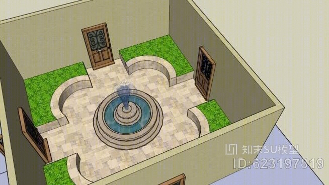庭院花园SU模型下载【ID:623197819】