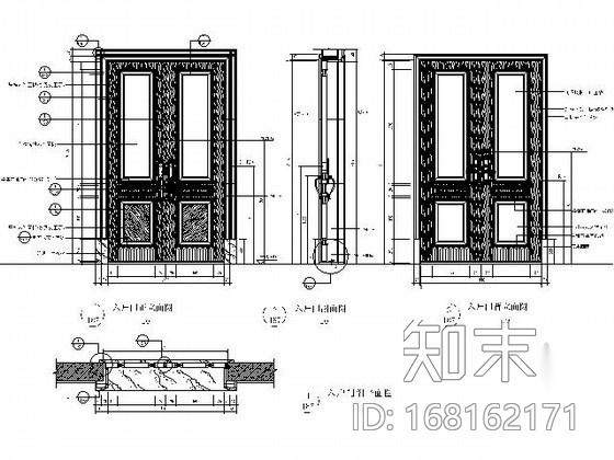 黑檀木入户门cad施工图下载【ID:168162171】