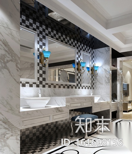 [山西]美式风格跃层公寓设计CAD施工图（含效果图）cad施工图下载【ID:161698156】