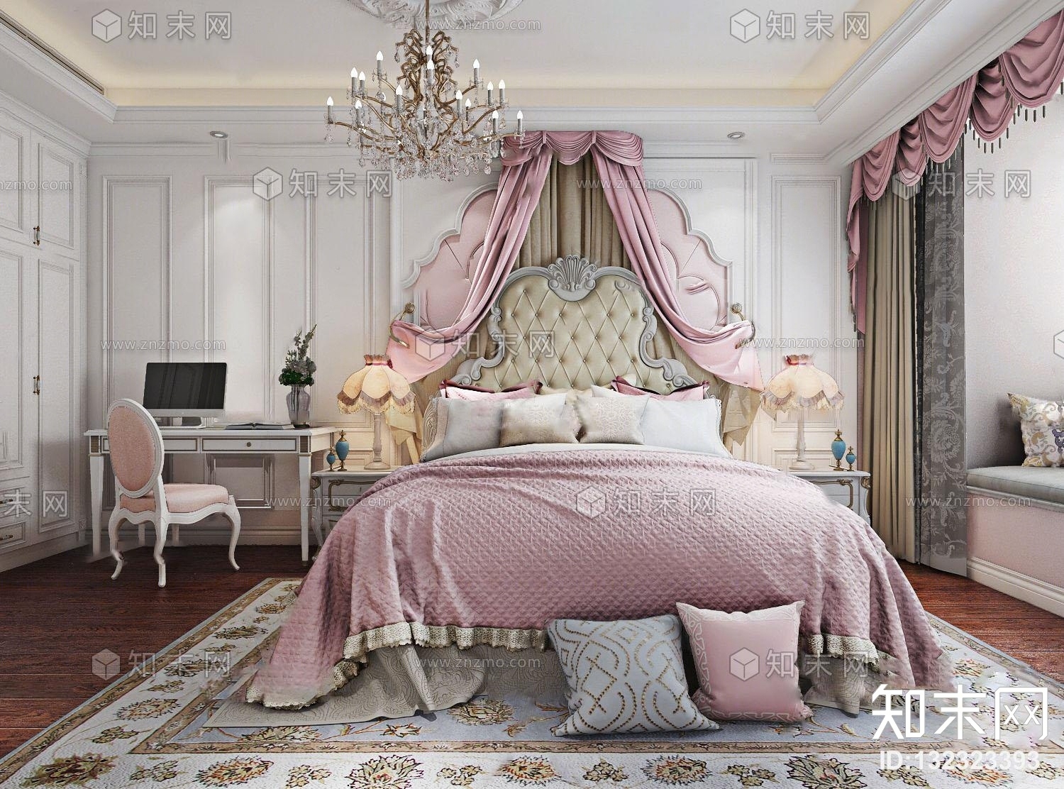 欧式公主房3D模型下载【ID:132323393】