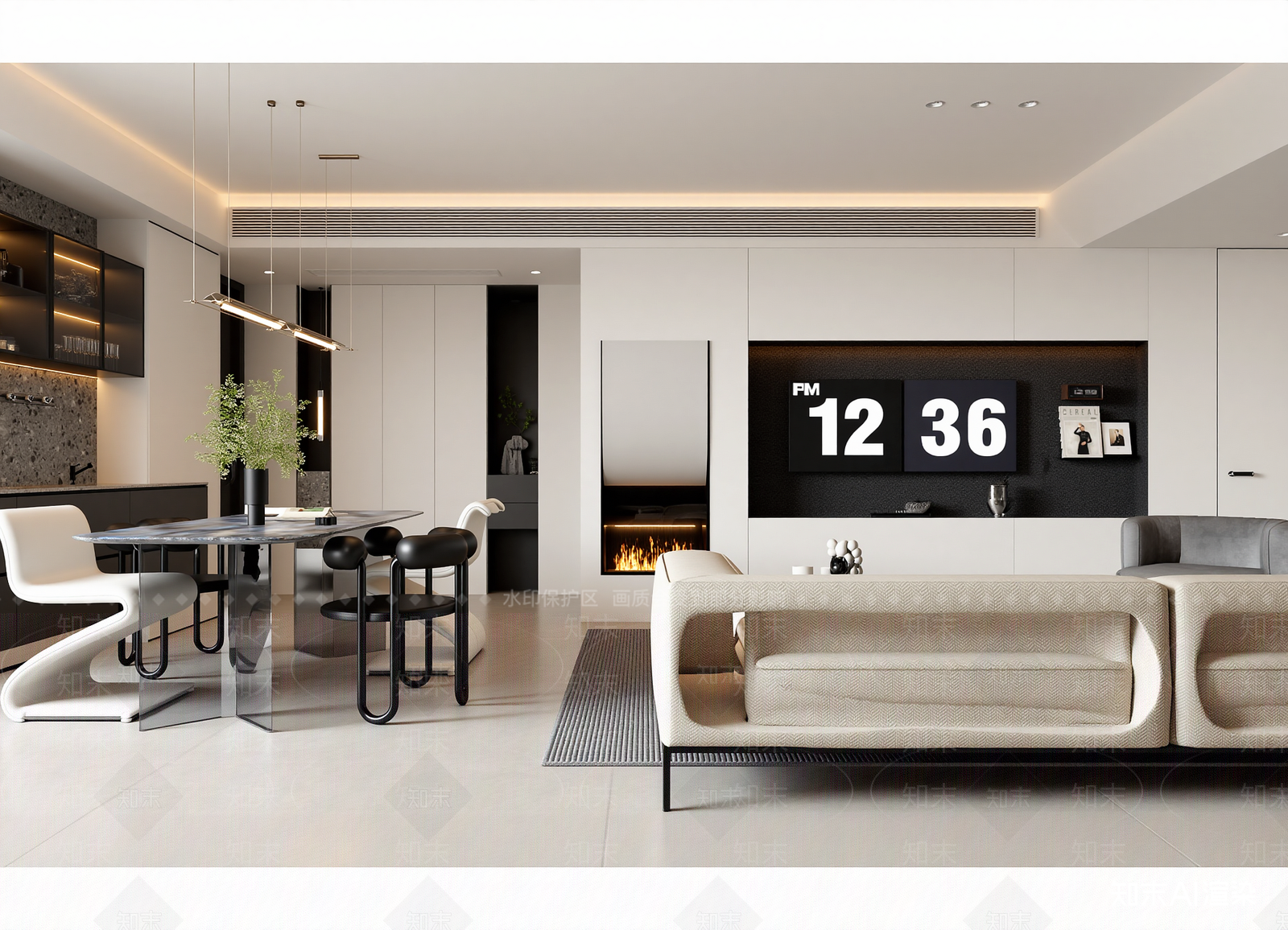 现代客餐厅3D模型下载【ID:1215087793】
