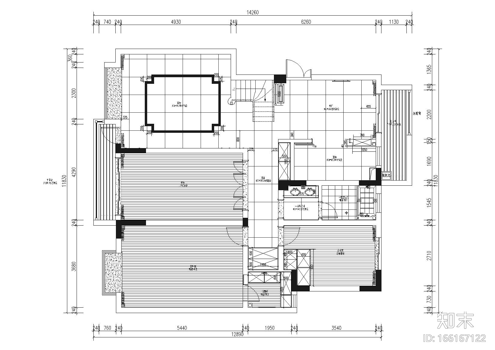 [南京]紫庐小区5栋户型样板间装饰施工图cad施工图下载【ID:166167122】