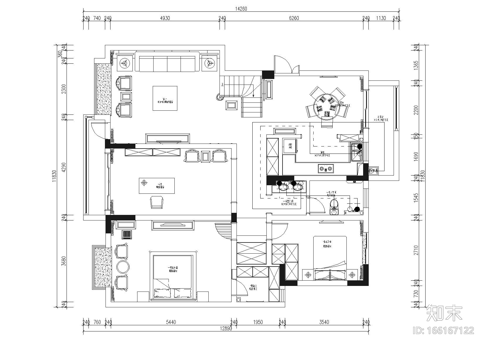 [南京]紫庐小区5栋户型样板间装饰施工图cad施工图下载【ID:166167122】