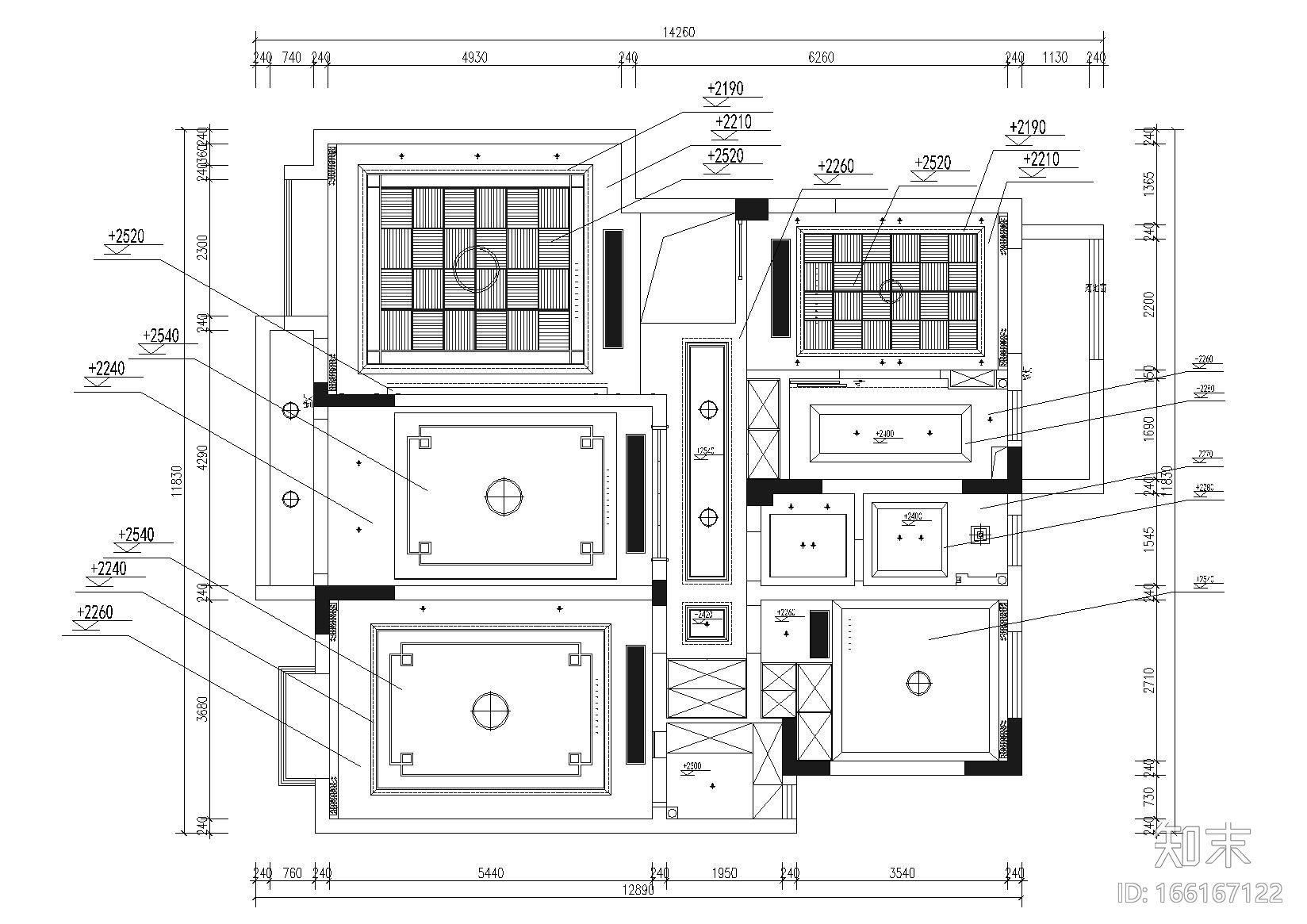 [南京]紫庐小区5栋户型样板间装饰施工图cad施工图下载【ID:166167122】