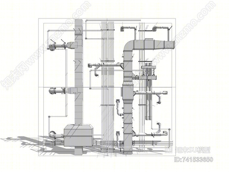 空调管道设施SU模型下载【ID:741533650】