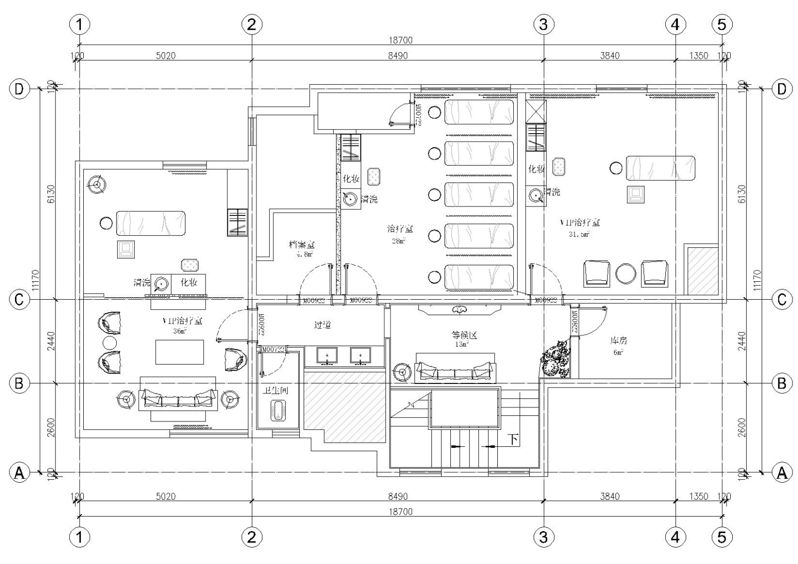 上海皮肤病医院室内装饰设计施工图+效果图cad施工图下载【ID:160651127】