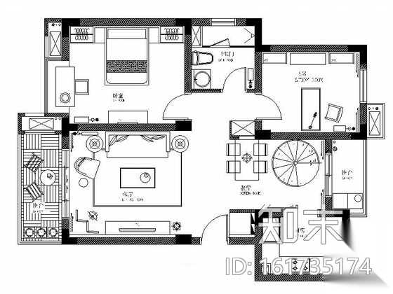 [江苏]高档叠层双层别墅室内设计CAD施工图cad施工图下载【ID:161735174】