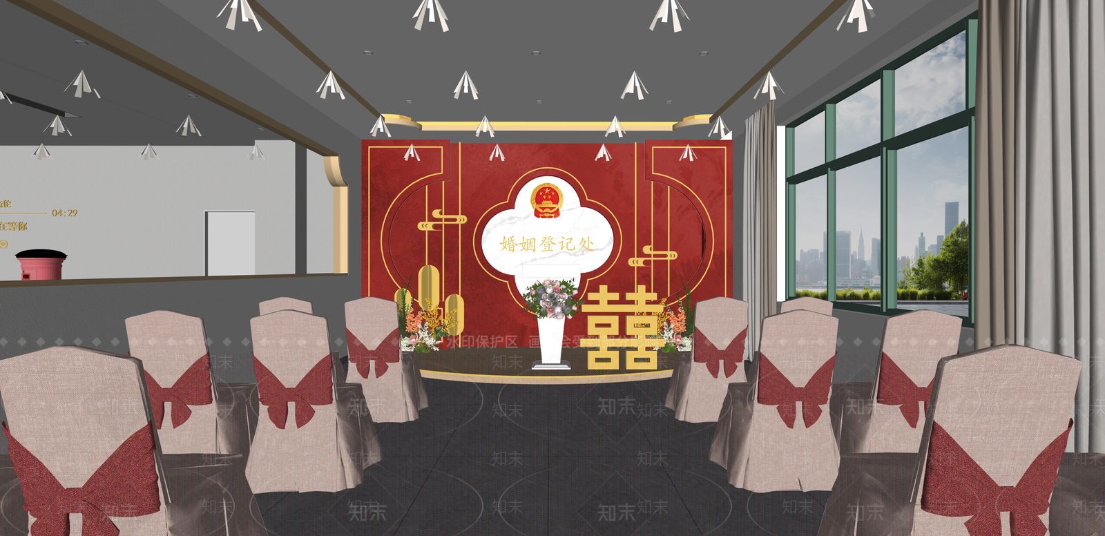 现代办事大厅SU模型下载【ID:1215207352】