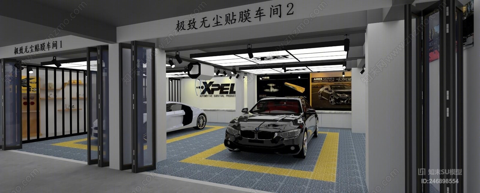 工业风无尘贴膜车间SU模型下载【ID:246898554】
