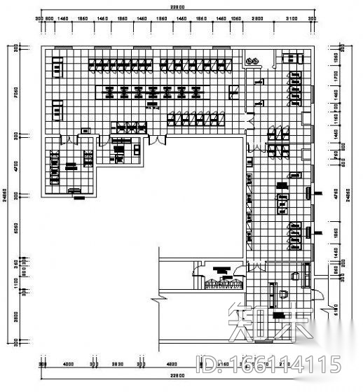 某总署数据中心机房设备布置图（带屏蔽机房）cad施工图下载【ID:166114115】