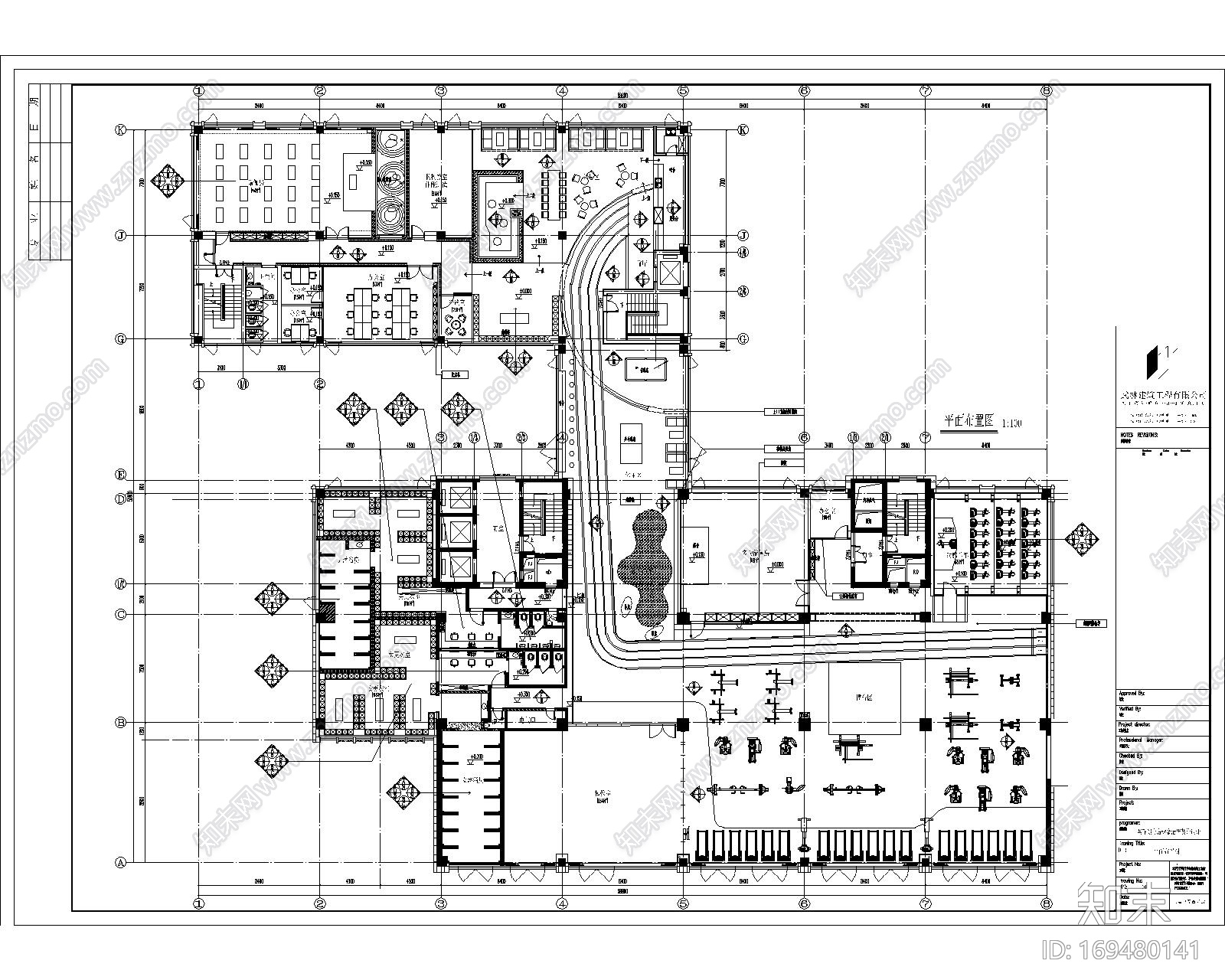现代时尚健身房|cad施工图下载【ID:169480141】