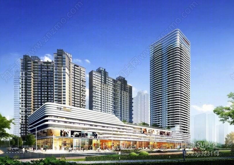 深圳中洲中央公园商业街SU模型下载【ID:230323114】