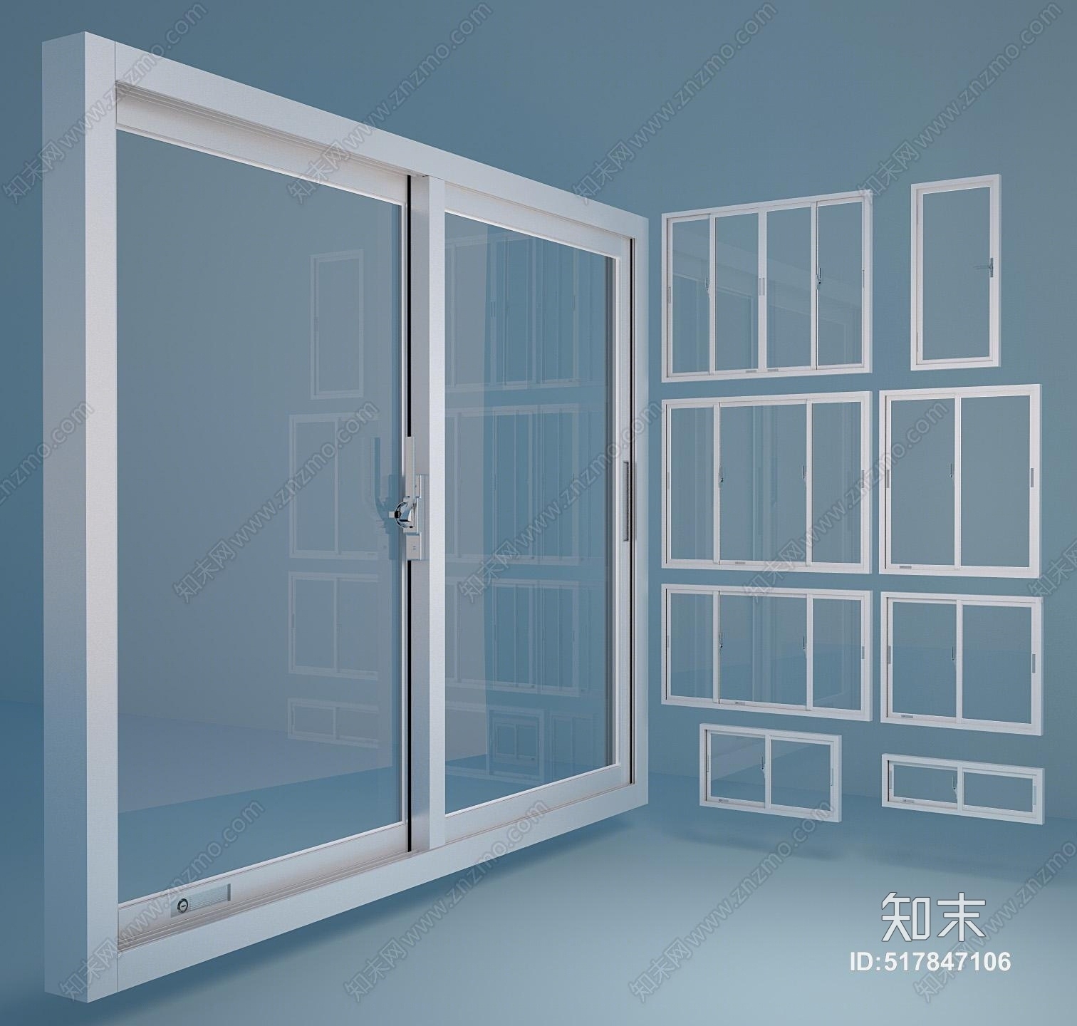 现代窗户落地窗3D模型下载【ID:517847106】