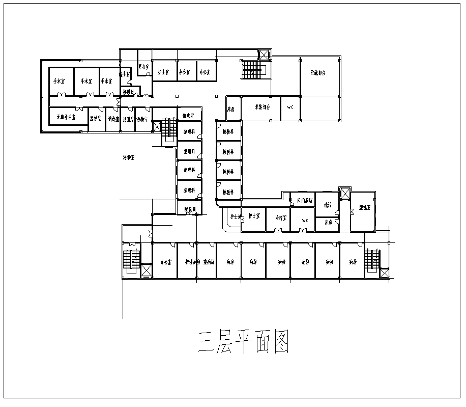 某综合性医院楼室内装修设计施工图及SU模型cad施工图下载【ID:160651119】