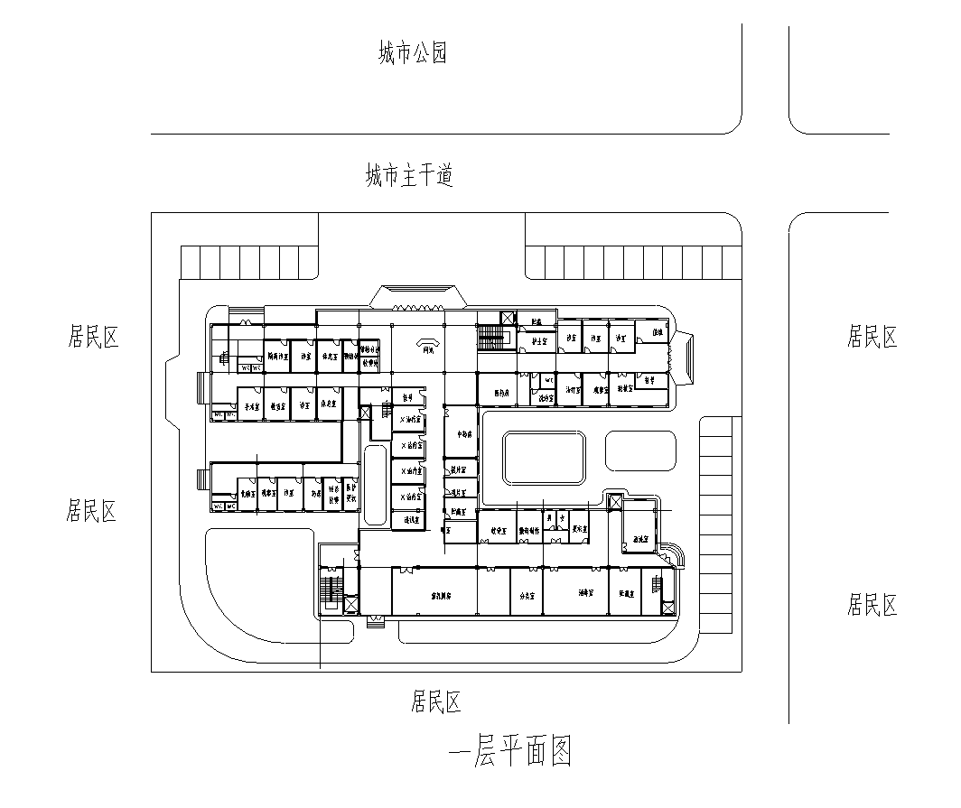 某综合性医院楼室内装修设计施工图及SU模型cad施工图下载【ID:160651119】