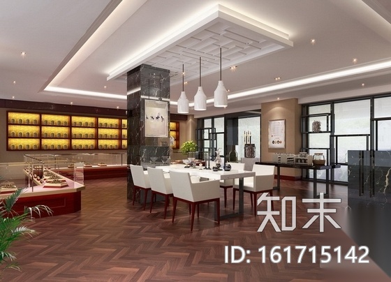 现代药商贸城虫草行店面设计装修施工图（含效果）cad施工图下载【ID:161715142】
