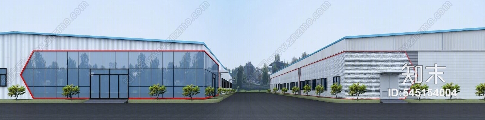 现代车间建筑3D模型下载【ID:545154004】