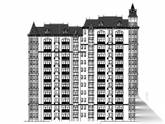 [鄂尔多斯]某十二层简欧式住宅楼建筑施工图cad施工图下载【ID:168114160】