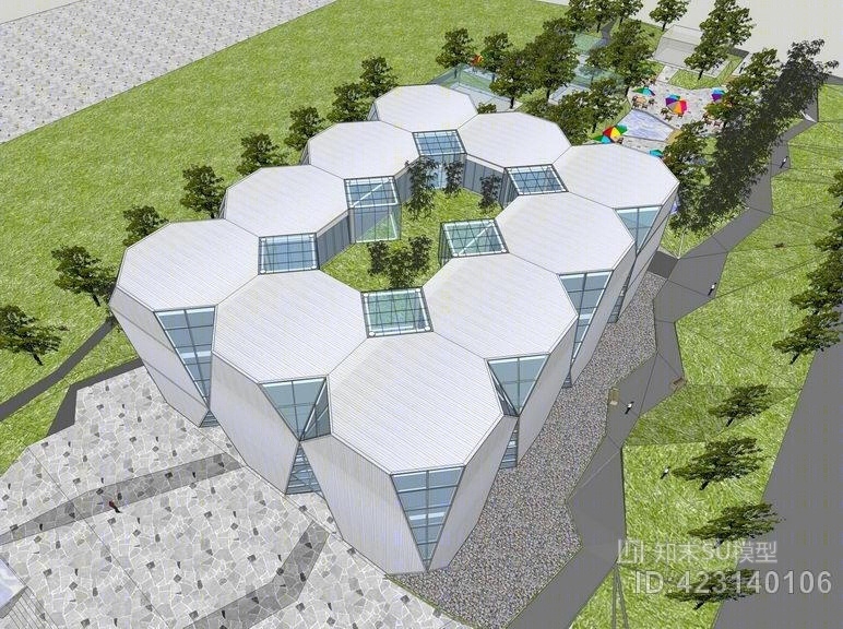 展览馆建筑SU模型下载【ID:423140106】