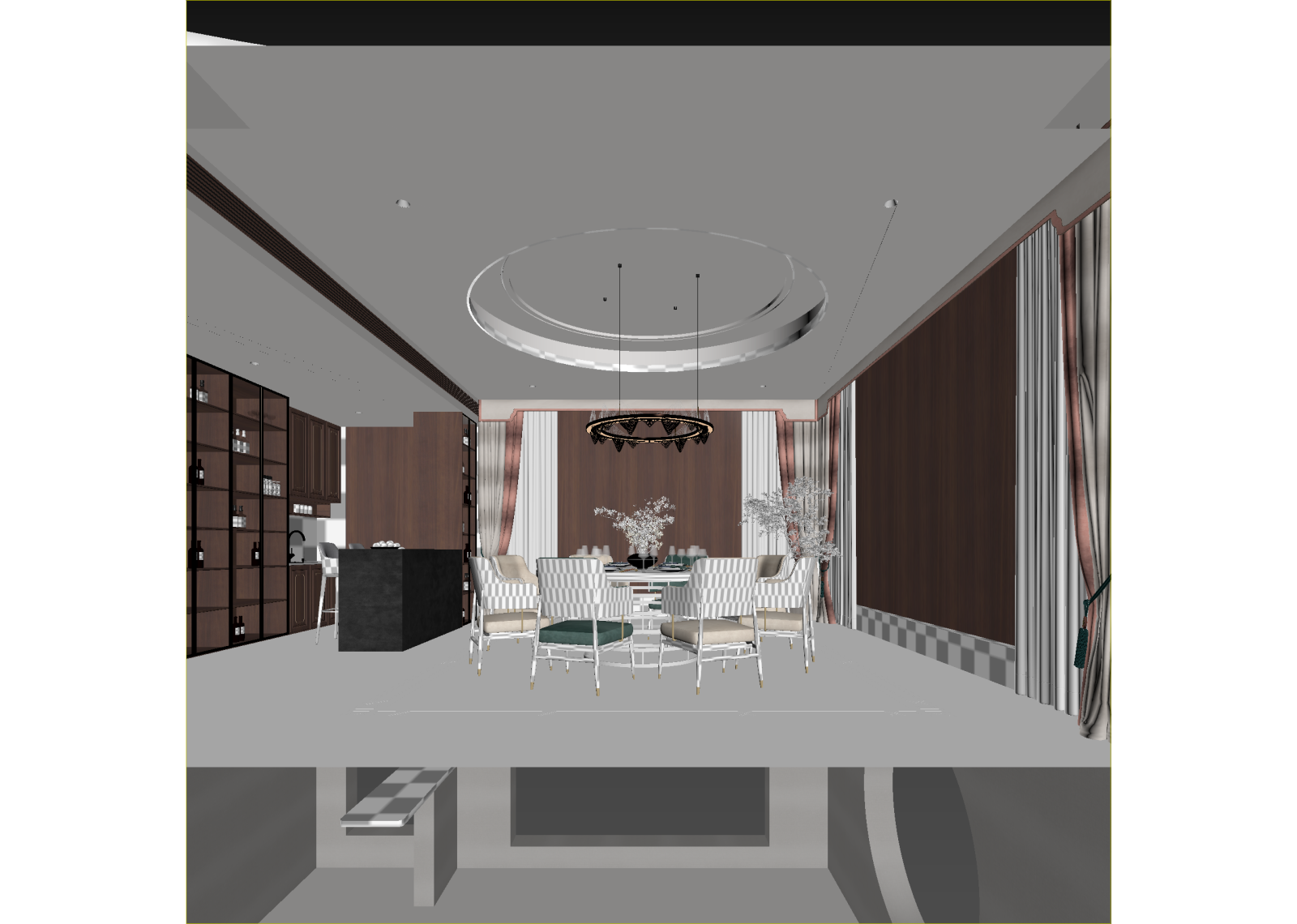 新中式酒店餐厅3D模型下载【ID:1215136727】