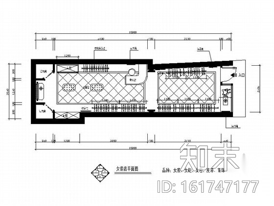 [温州]某简欧装饰时尚女装店铺装修图（含效果）cad施工图下载【ID:161747177】