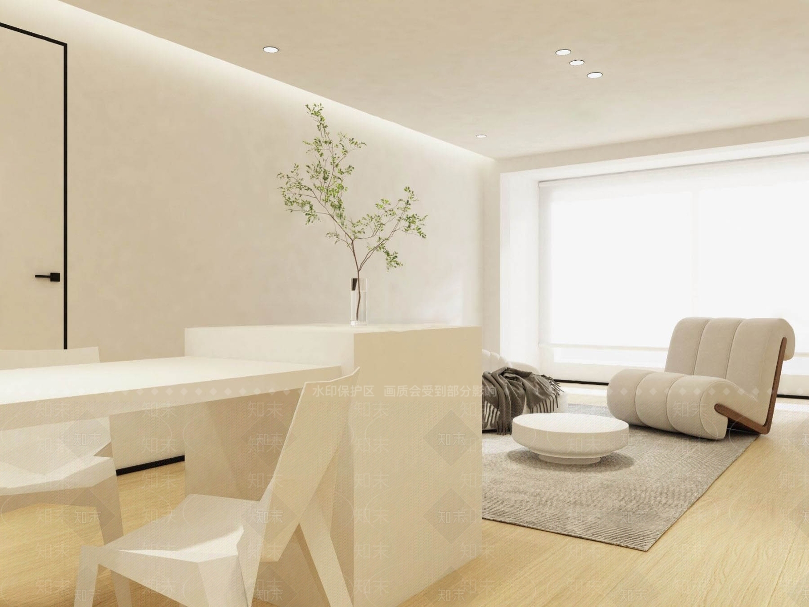 侘寂极简客厅3D模型下载【ID:1113617932】