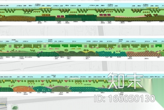 上海某滨河道路景观绿化设计cad施工图下载【ID:166050130】