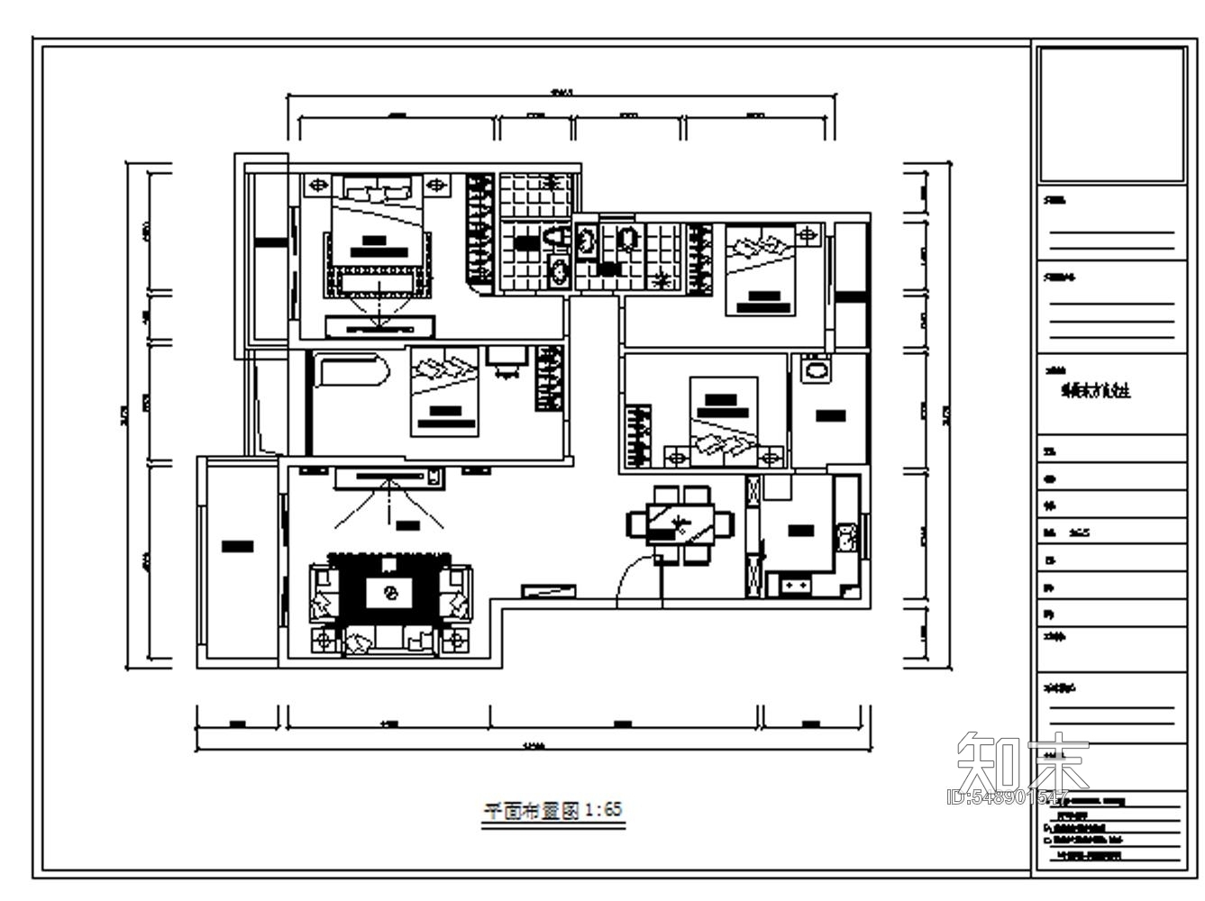 家装住宅室内装修CAD施工图cad施工图下载【ID:548901547】