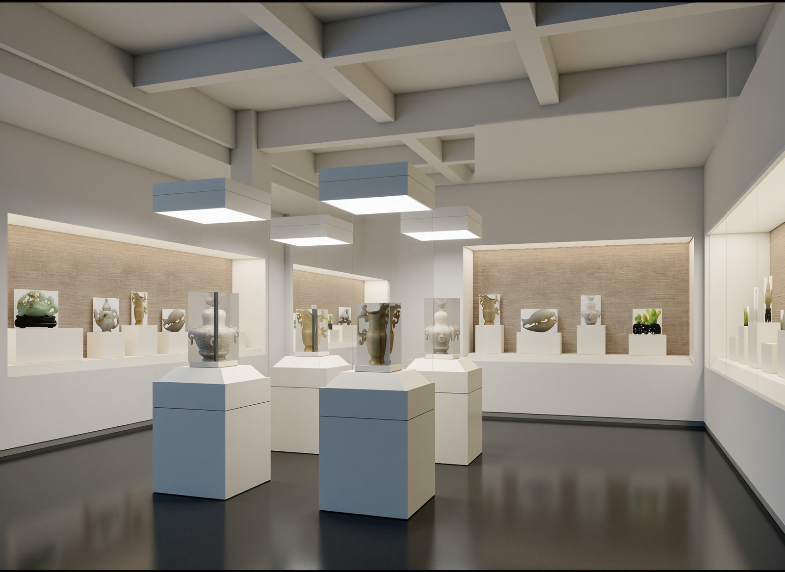 现代陶瓷展厅3D模型下载【ID:1215035480】