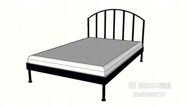 单人床SU模型下载【ID:57636721】