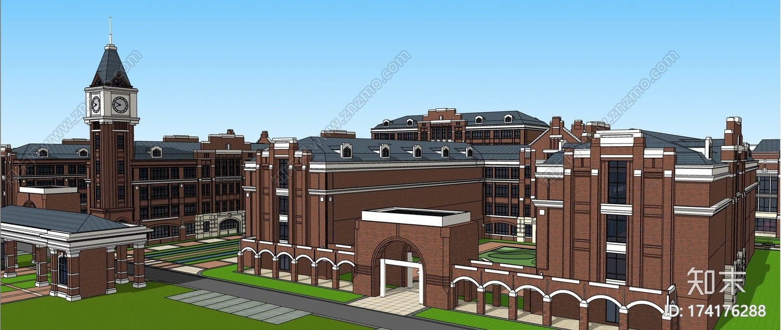 英式风格学校SU模型下载【ID:174176288】