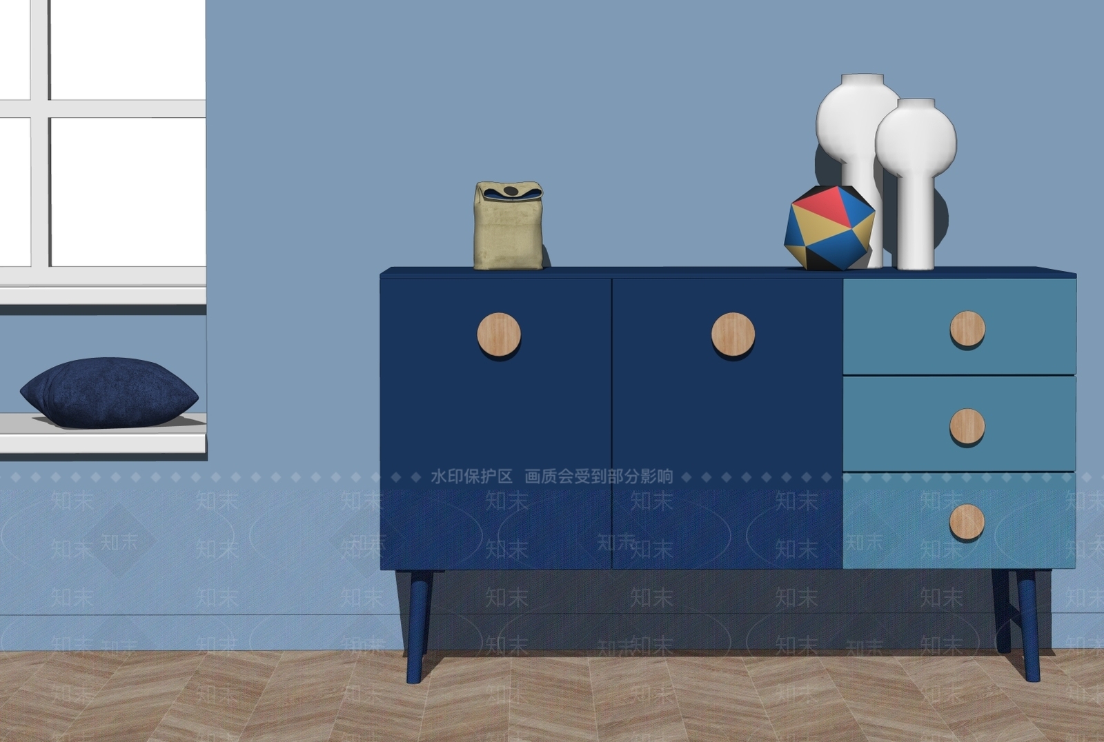 现代边柜SU模型下载【ID:184511210】