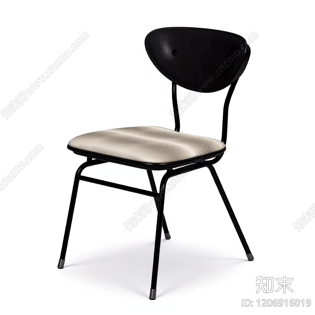 黑框米坐垫椅子3D模型下载【ID:1206916019】