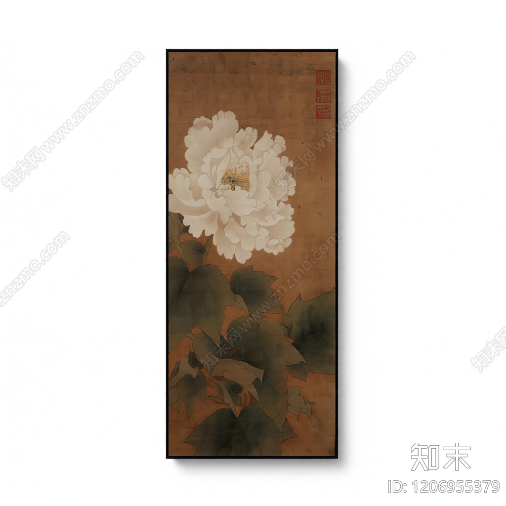 牡丹挂画装饰品3D模型下载【ID:1206955379】