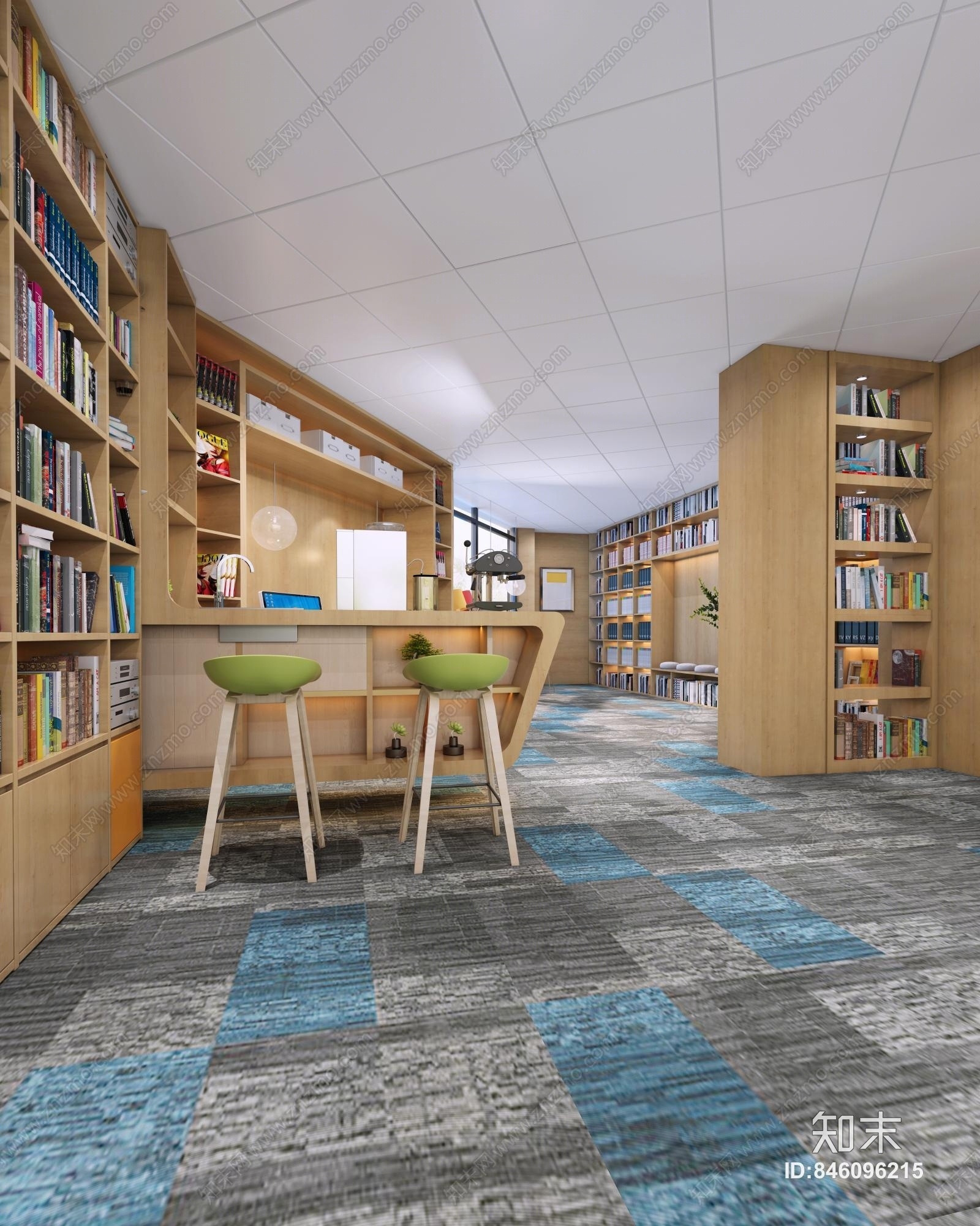 现代风格学校阅读室书吧3D模型下载【ID:846096215】