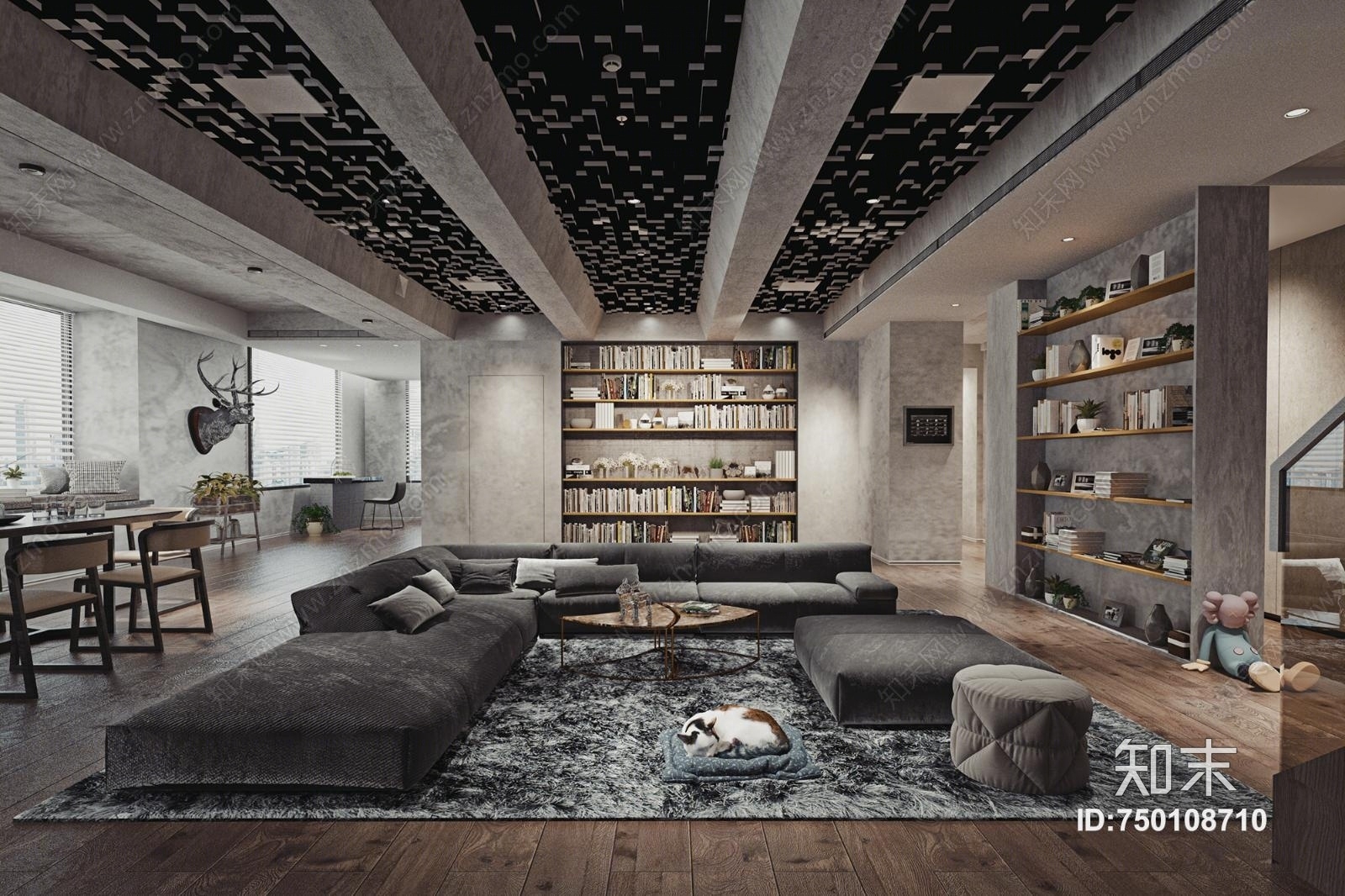 现代工业客餐厅3D模型下载【ID:750108710】