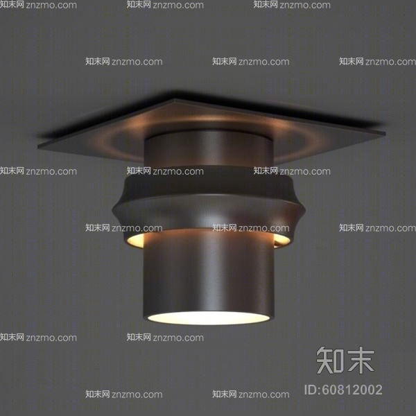 现代黑色铁艺吸顶灯3D模型下载【ID:60812002】