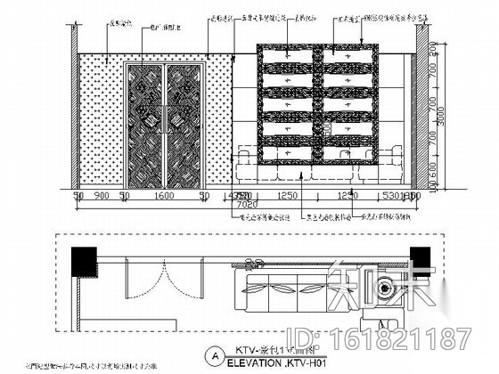 经典KTV包厢室内装修图cad施工图下载【ID:161821187】