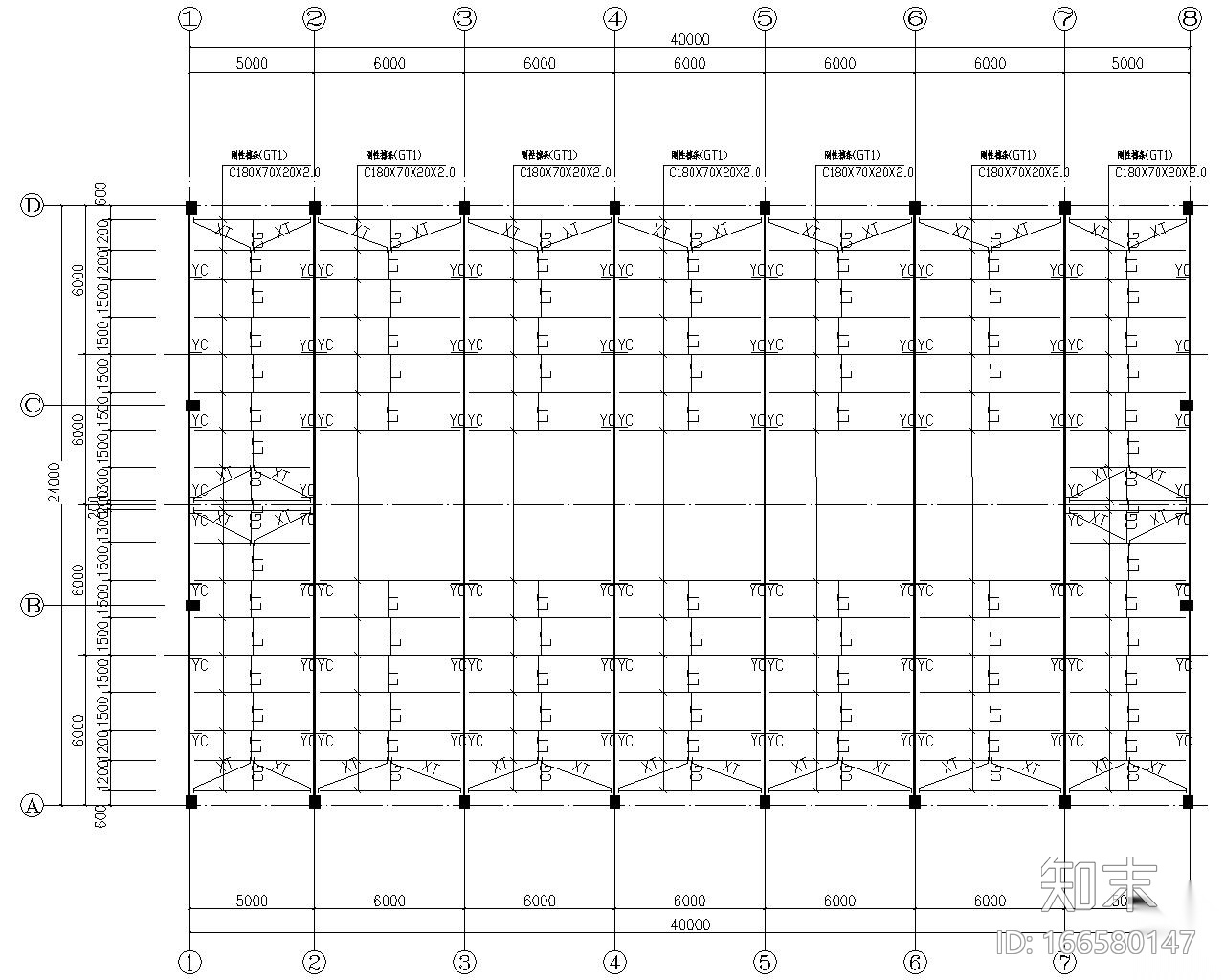 厂房29米跨度钢结构设计施工图（CAD）cad施工图下载【ID:166580147】