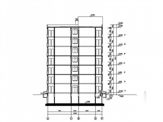 [山西]某公司七层单身宿舍建筑施工图cad施工图下载【ID:166446126】