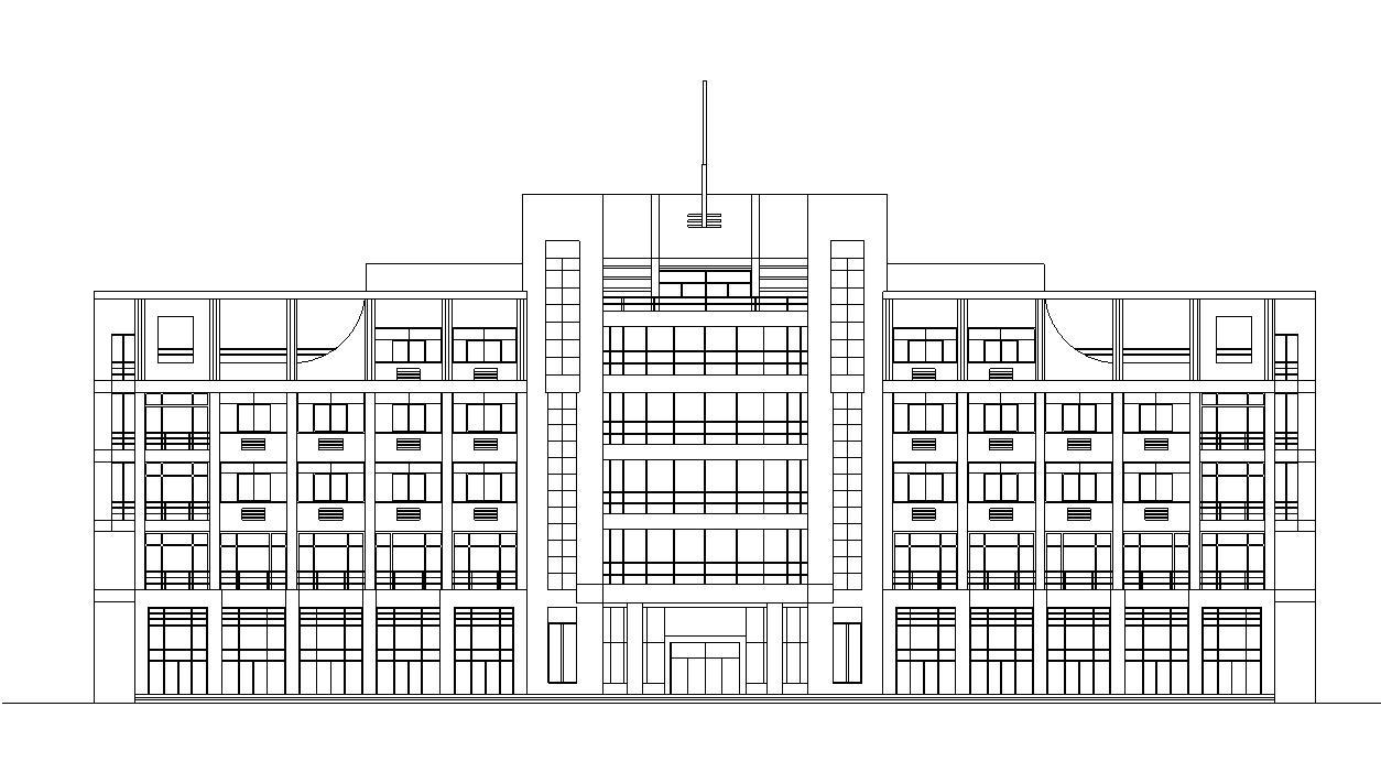 [浙江]五层外墙涂料对称式办公楼建筑施工图施工图下载【ID:149933113】