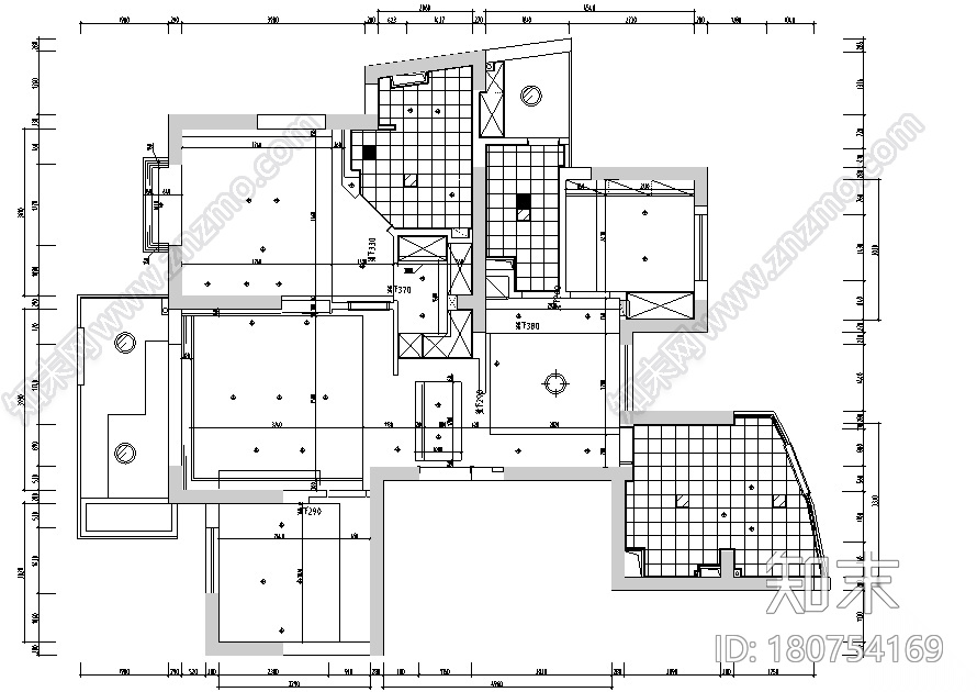 赞成林枫黑色空间现代简约样板间设计施工图（附效果图）cad施工图下载【ID:180754169】