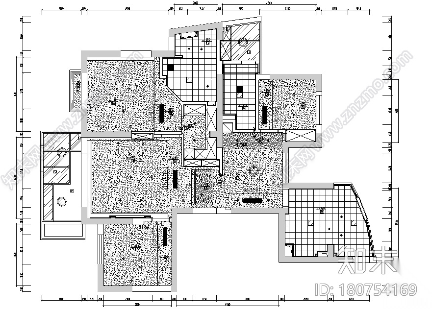 赞成林枫黑色空间现代简约样板间设计施工图（附效果图）cad施工图下载【ID:180754169】