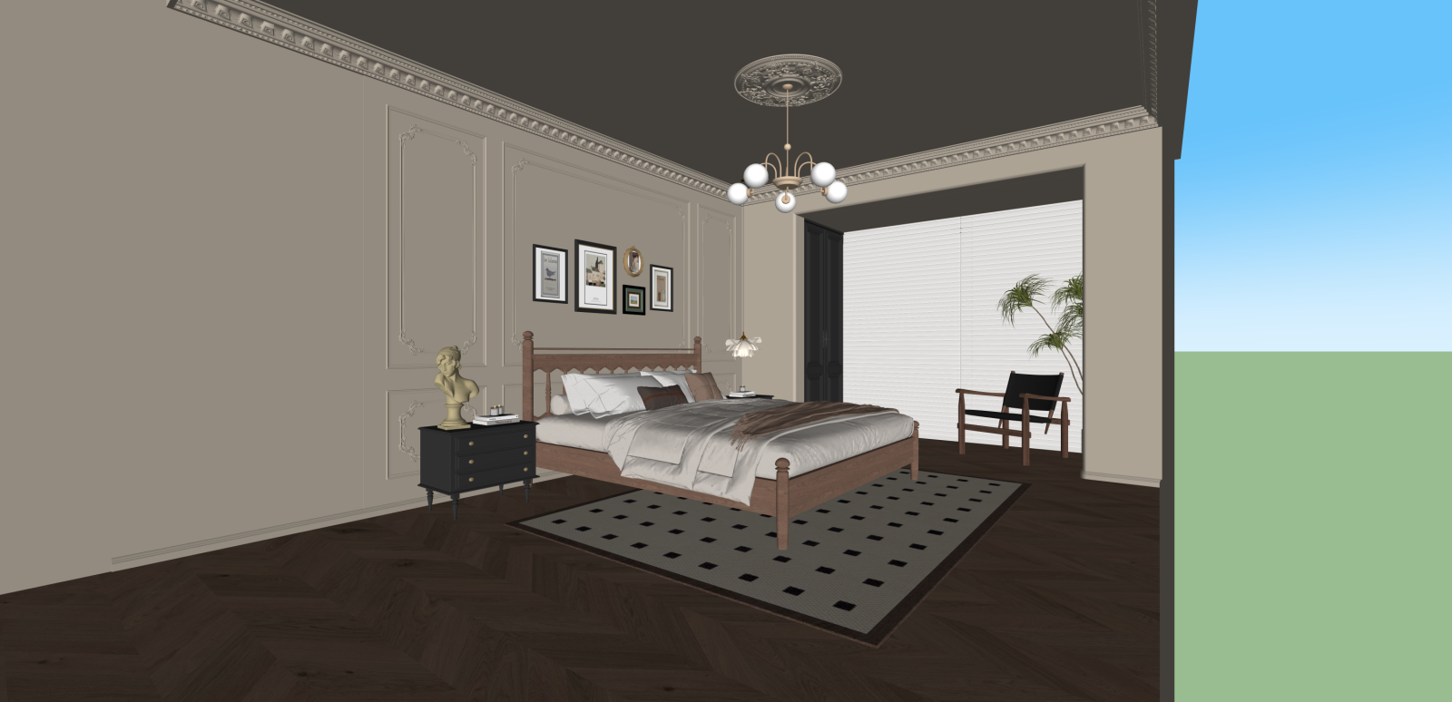 法式家居卧室SU模型下载【ID:1215962397】