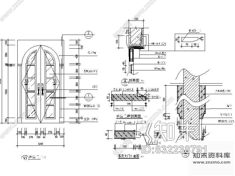 图块/节点西式客房门详图cad施工图下载【ID:832238791】
